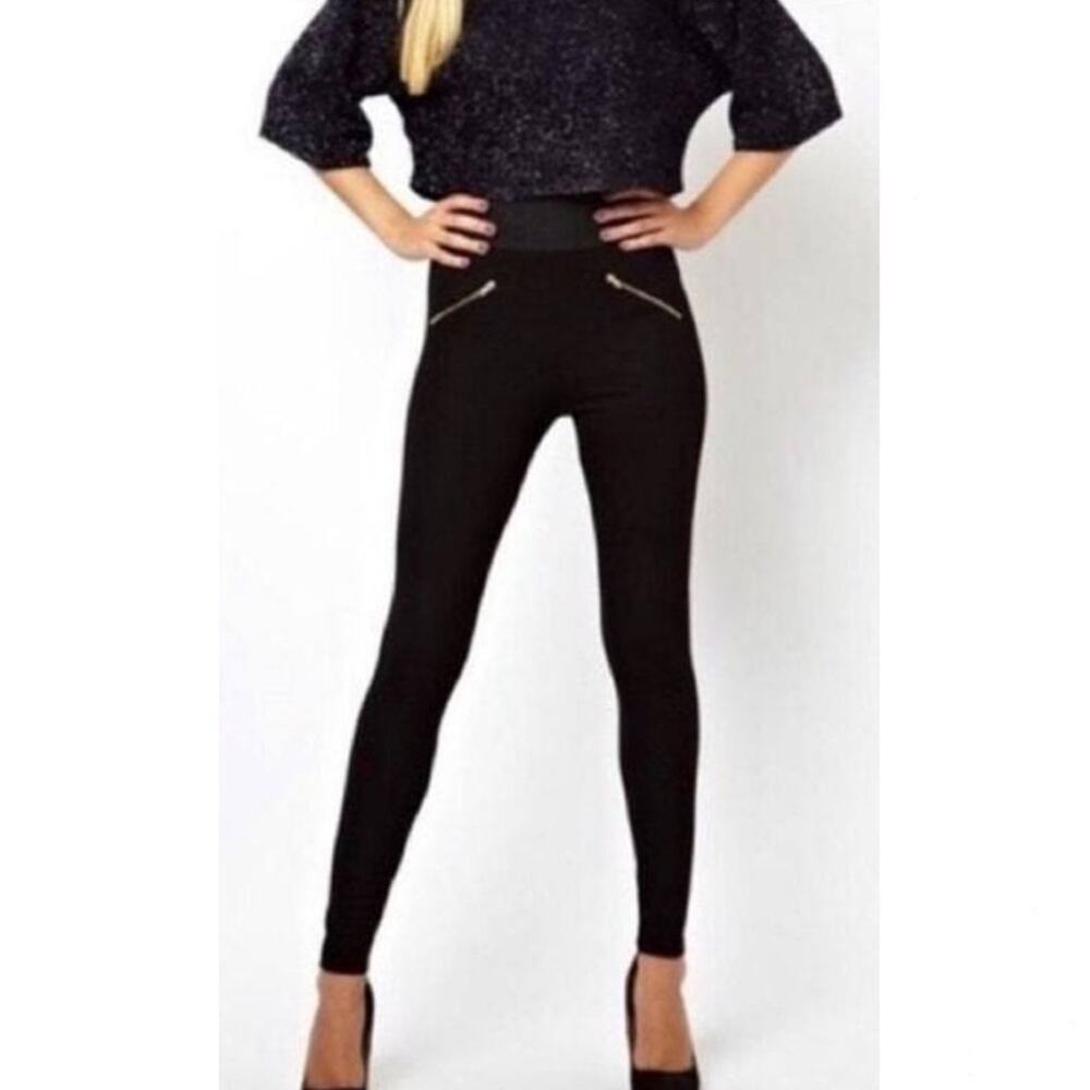 Zara Black Hip Zipper Leggings